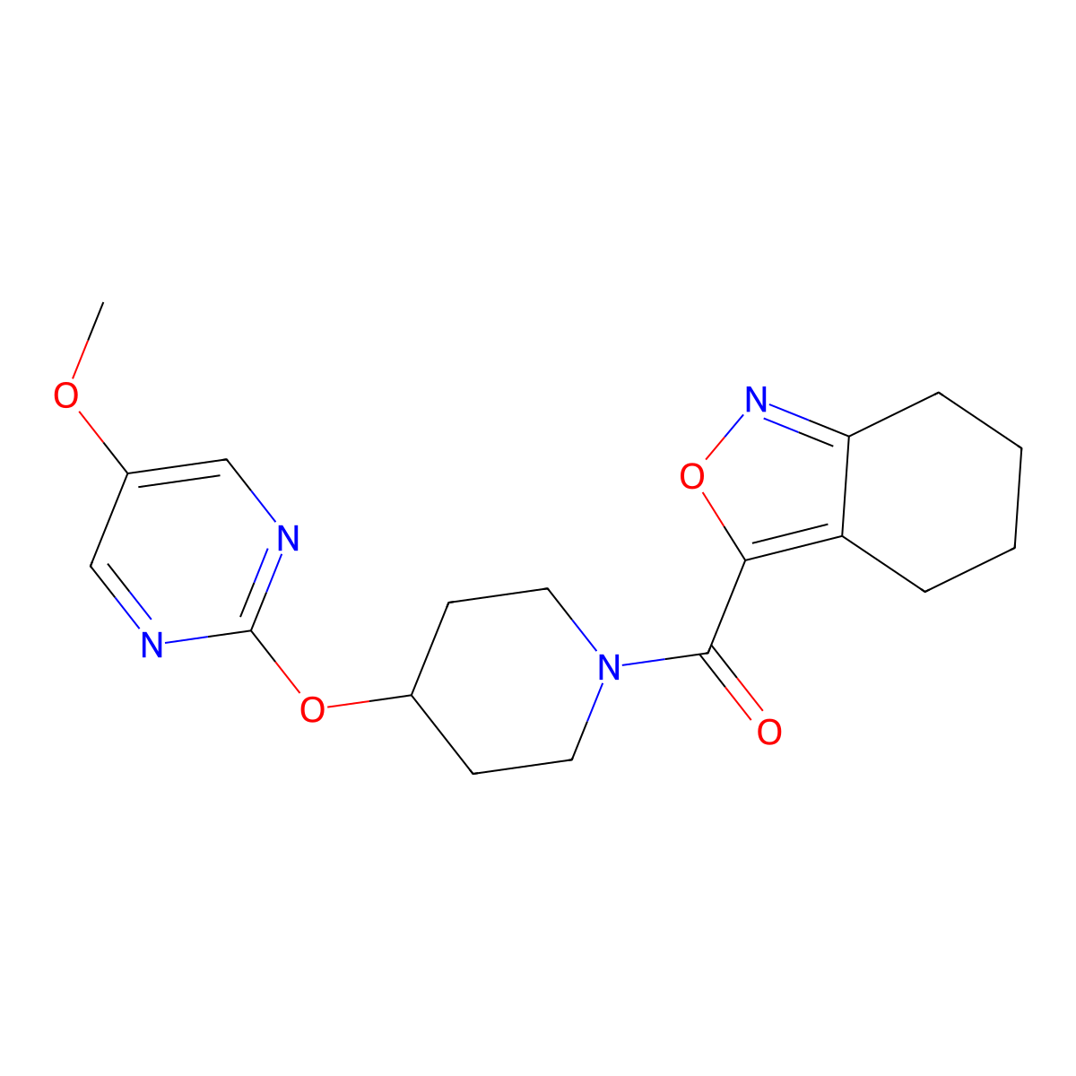 3-{4-[(5-Methoxypyrimidin-2-yl)oxy]piperidine-1-carbonyl}-4,5,6,7-tetrahydro-2,1-benzoxazole molecular structure, CAS 2549052-81-3