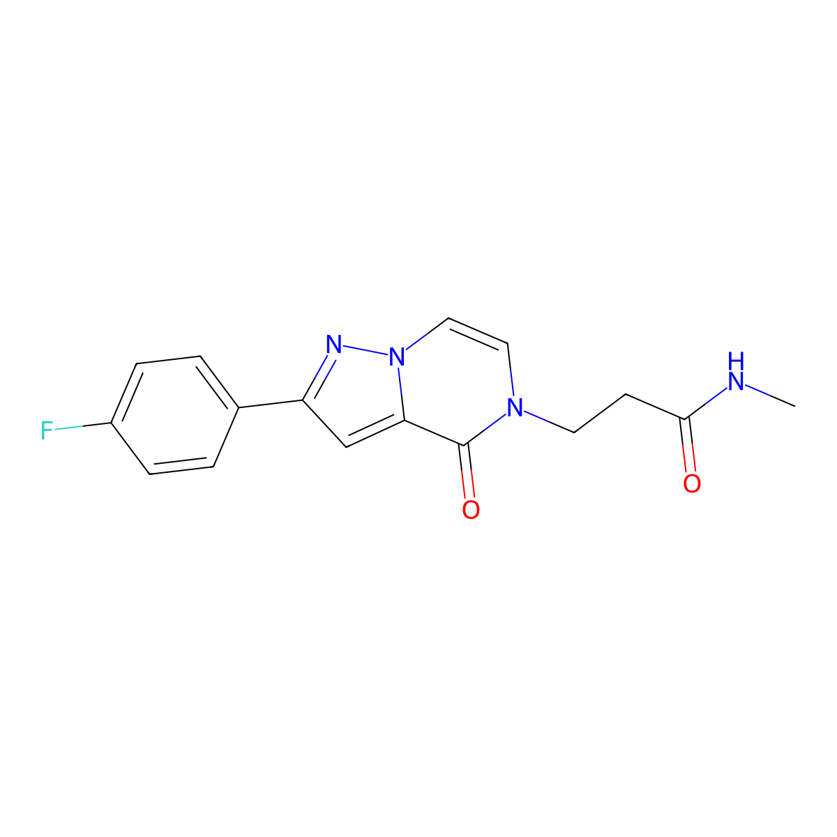 3-[2-(4-fluorophenyl)-4-oxo-4H,5H-pyrazolo[1,5-a]pyrazin-5-yl]-N-methylpropanamide molecular structure, CAS 2549052-86-8