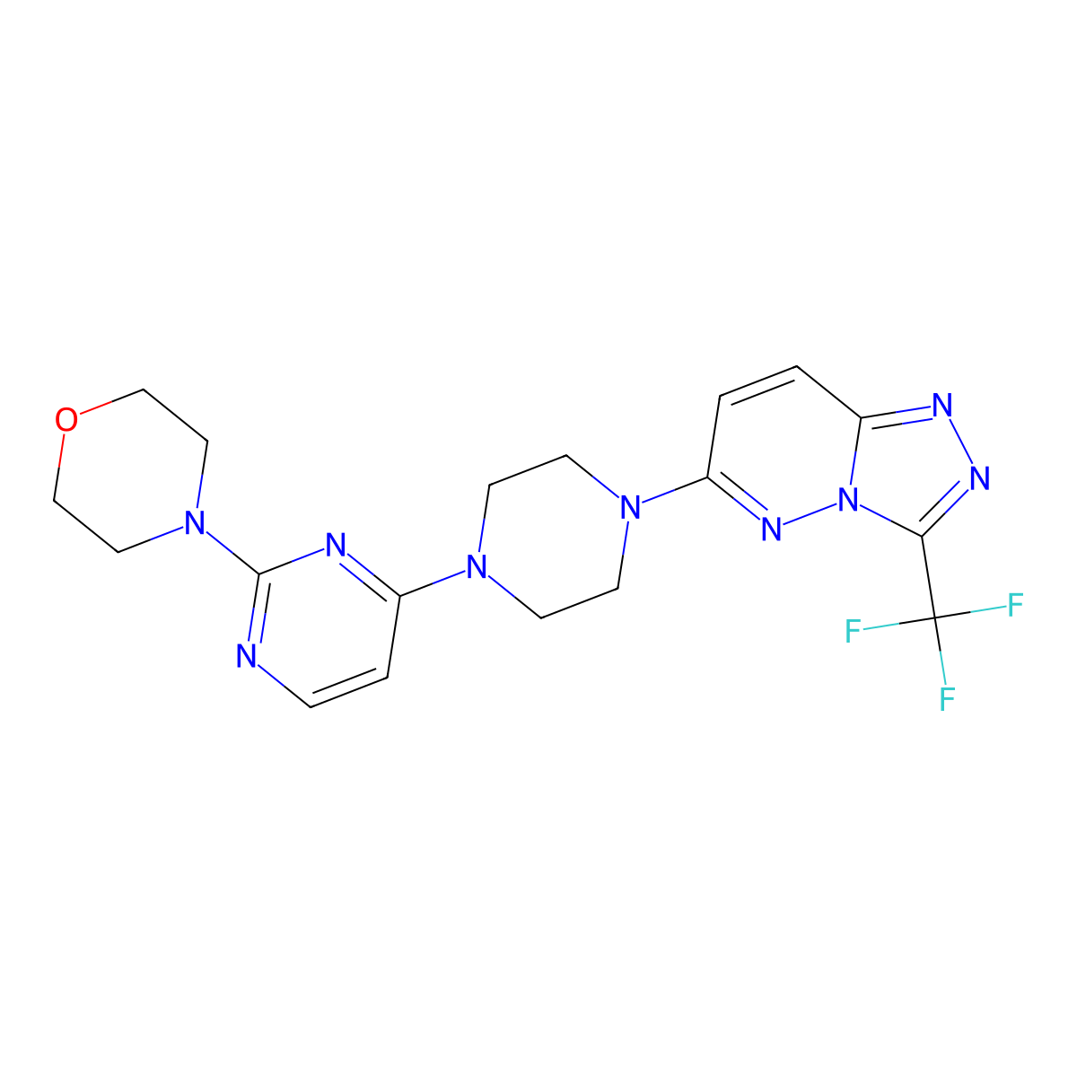 4-(4-{4-[3-(Trifluoromethyl)-[1,2,4]triazolo[4,3-b]pyridazin-6-yl]piperazin-1-yl}pyrimidin-2-yl)morpholine molecular structure, CAS 2549052-87-9
