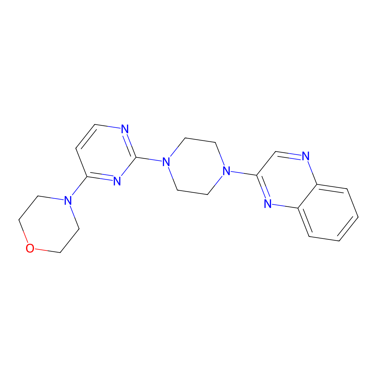 2-{4-[4-(Morpholin-4-yl)pyrimidin-2-yl]piperazin-1-yl}quinoxaline molecular structure, CAS 2549052-90-4
