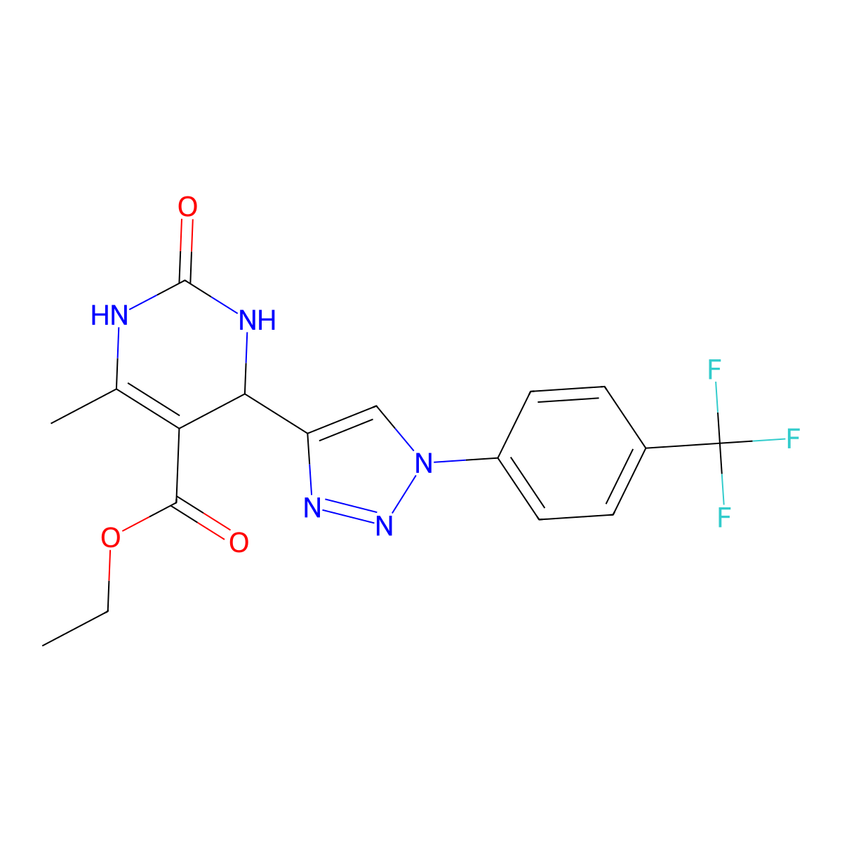 ethyl 6-methyl-2-oxo-4-{1-[4-(trifluoromethyl)phenyl]-1H-1,2,3-triazol-4-yl}-1,2,3,4-tetrahydropyrimidine-5-carboxylate molecular structure, CAS 2549053-02-1
