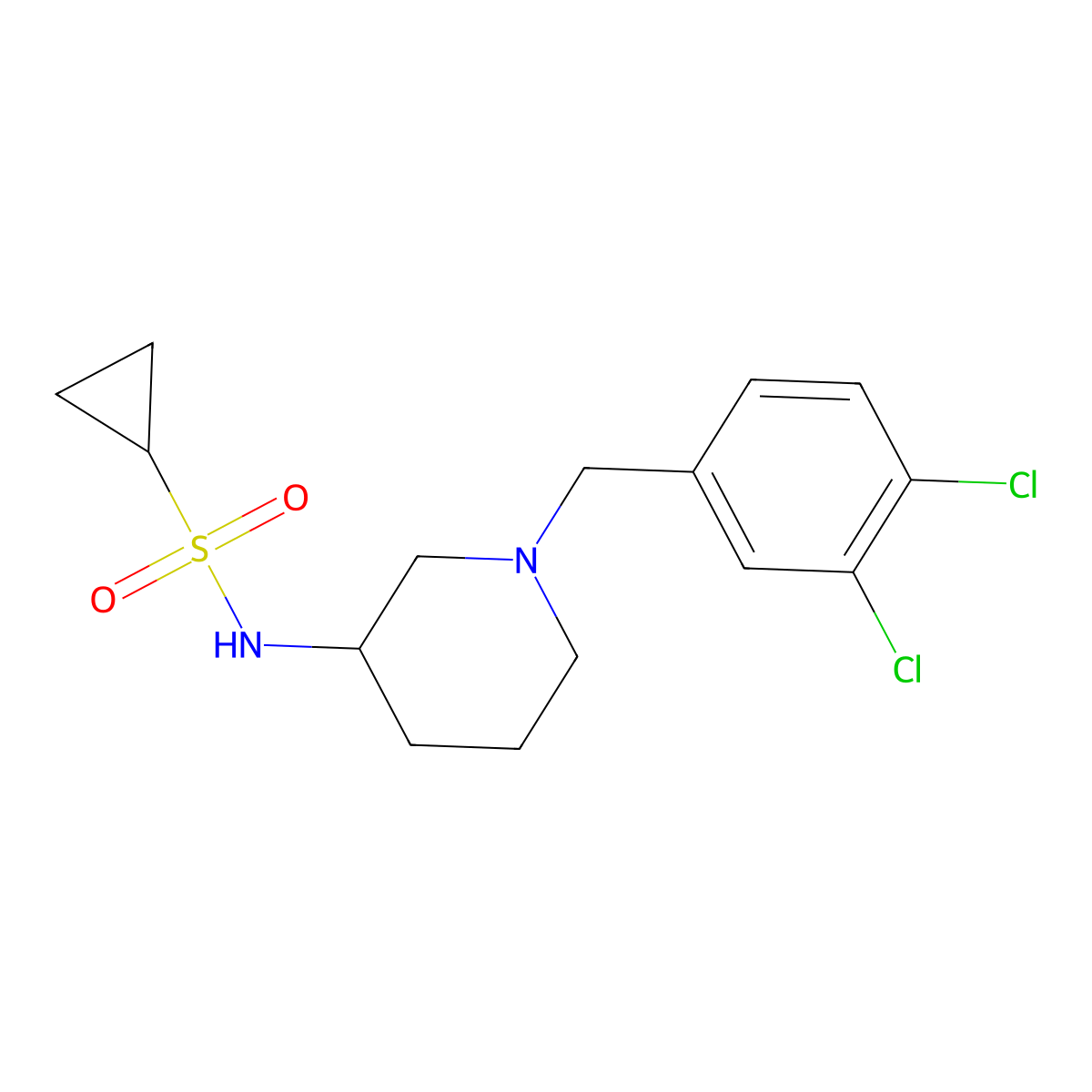N-{1-[(3,4-dichlorophenyl)methyl]piperidin-3-yl}cyclopropanesulfonamide molecular structure, CAS 2549053-04-3