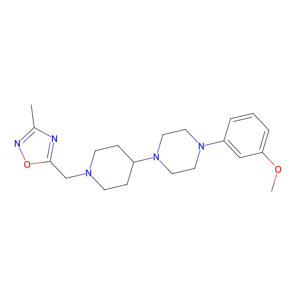 1-(3-Methoxyphenyl)-4-{1-[(3-methyl-1,2,4-oxadiazol-5-yl)methyl]piperidin-4-yl}piperazine molecular structure, CAS 2549053-08-7