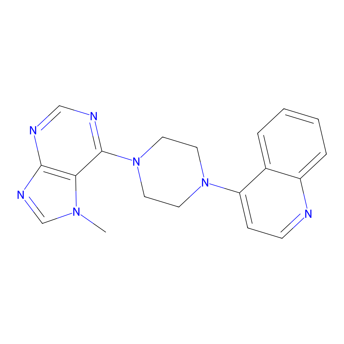 4-[4-(7-methyl-7H-purin-6-yl)piperazin-1-yl]quinoline molecular structure, CAS 2549053-11-2