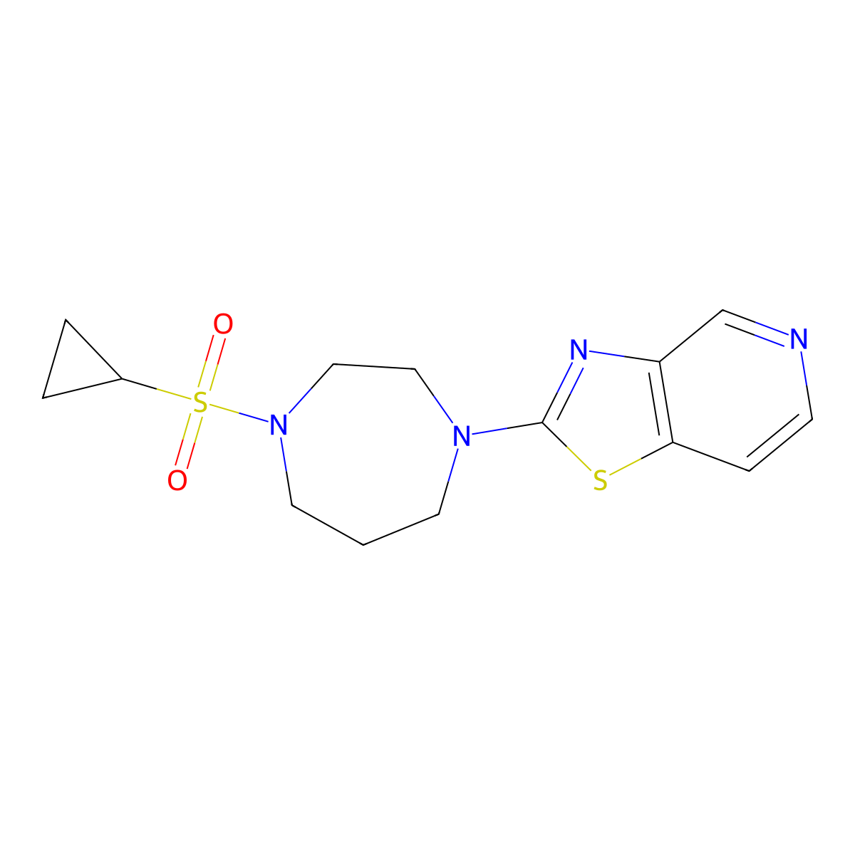 1-(Cyclopropanesulfonyl)-4-{[1,3]thiazolo[4,5-c]pyridin-2-yl}-1,4-diazepane molecular structure, CAS 2549053-23-6