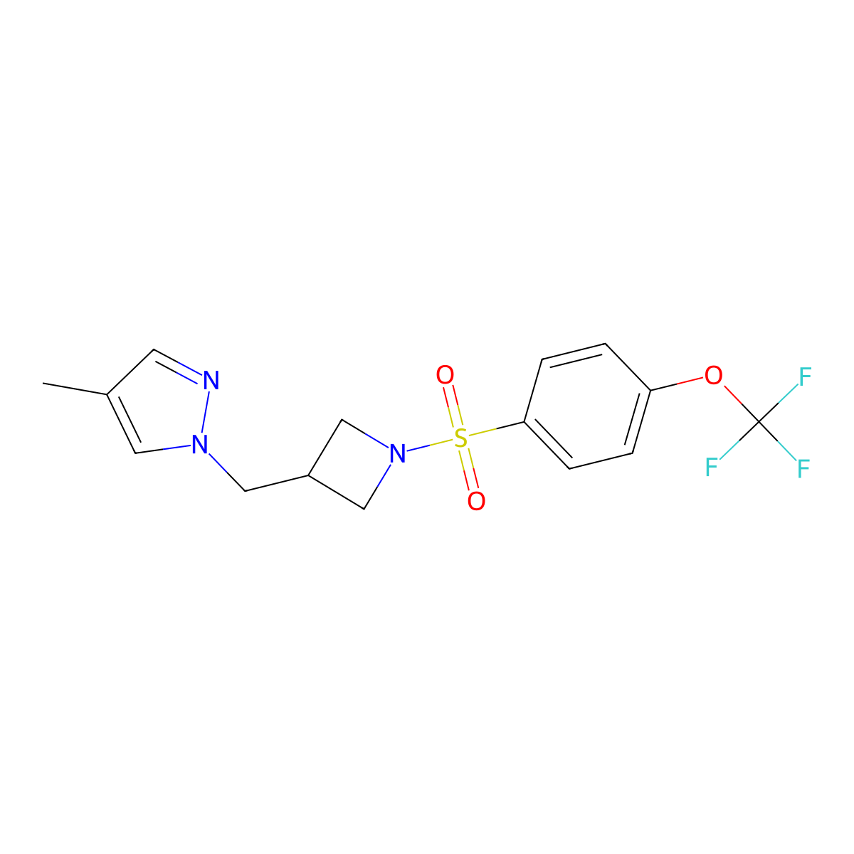 4-methyl-1-({1-[4-(trifluoromethoxy)benzenesulfonyl]azetidin-3-yl}methyl)-1H-pyrazole molecular structure, CAS 2549053-24-7