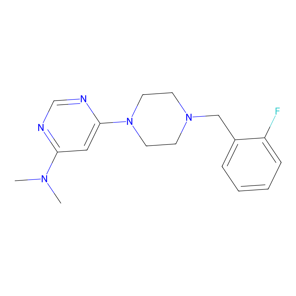 6-{4-[(2-fluorophenyl)methyl]piperazin-1-yl}-N,N-dimethylpyrimidin-4-amine molecular structure, CAS 2549053-29-2