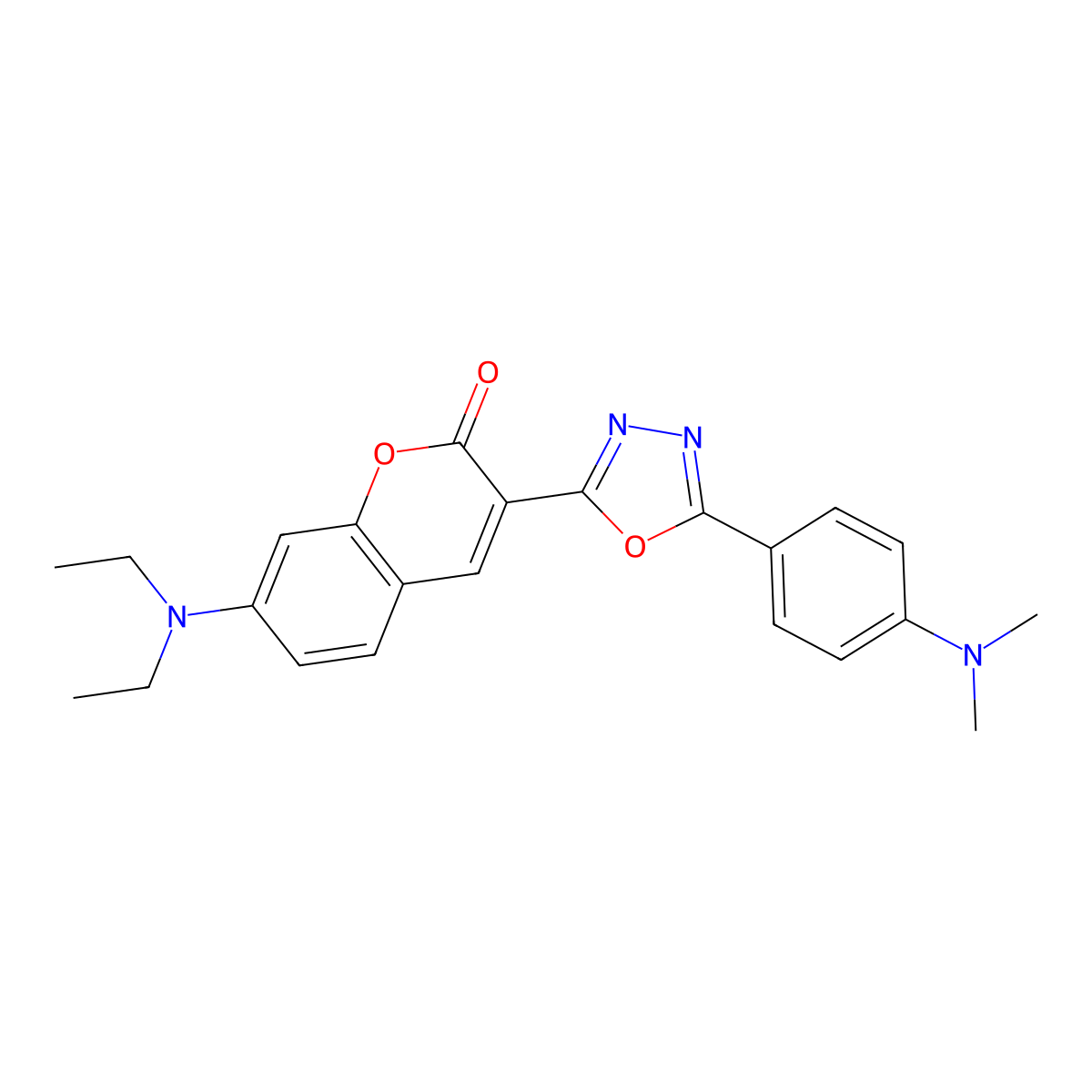 7-(diethylamino)-3-{5-[4-(dimethylamino)phenyl]-1,3,4-oxadiazol-2-yl}-2H-chromen-2-one molecular structure, CAS 2549053-32-7