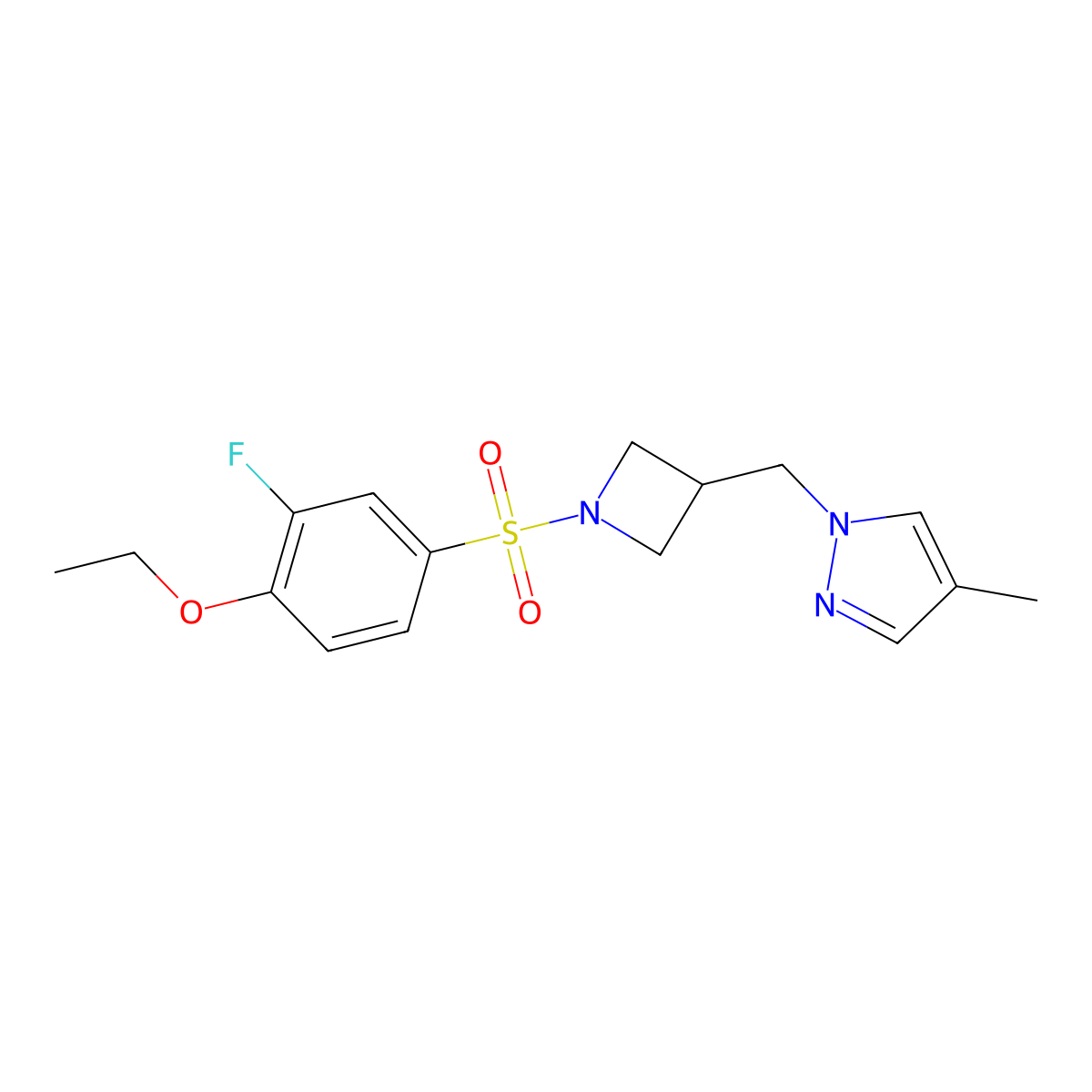 1-{[1-(4-ethoxy-3-fluorobenzenesulfonyl)azetidin-3-yl]methyl}-4-methyl-1H-pyrazole molecular structure, CAS 2549053-34-9