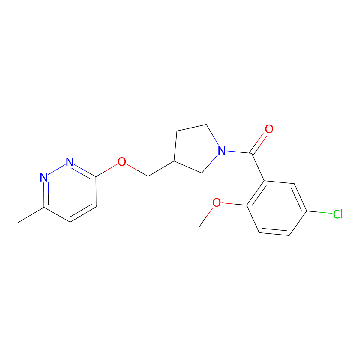 3-{[1-(5-Chloro-2-methoxybenzoyl)pyrrolidin-3-yl]methoxy}-6-methylpyridazine molecular structure, CAS 2549053-37-2