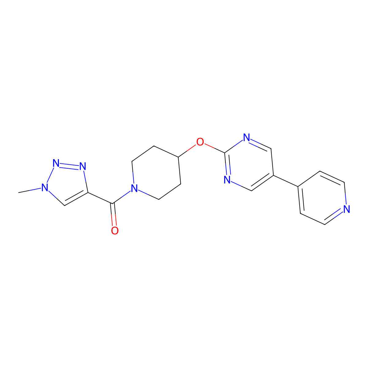 2-{[1-(1-methyl-1H-1,2,3-triazole-4-carbonyl)piperidin-4-yl]oxy}-5-(pyridin-4-yl)pyrimidine molecular structure, CAS 2549053-41-8