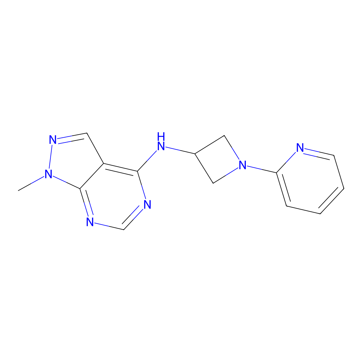 N-{1-methyl-1H-pyrazolo[3,4-d]pyrimidin-4-yl}-1-(pyridin-2-yl)azetidin-3-amine molecular structure, CAS 2549053-42-9