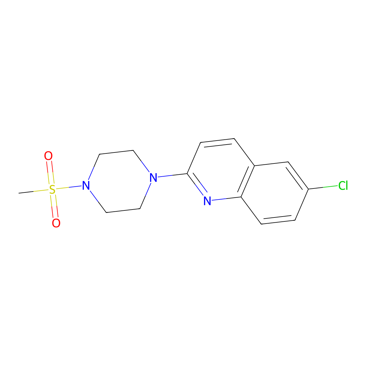 6-Chloro-2-(4-methanesulfonylpiperazin-1-yl)quinoline molecular structure, CAS 2549053-47-4
