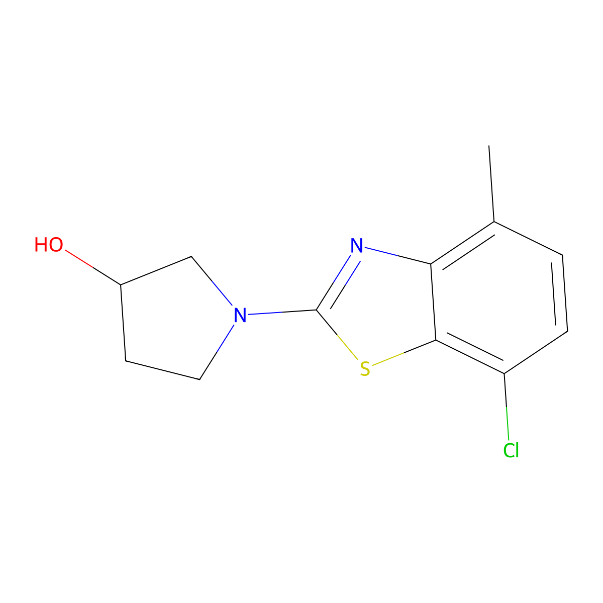 1-(7-Chloro-4-methyl-1,3-benzothiazol-2-yl)pyrrolidin-3-ol molecular structure, CAS 2549053-49-6