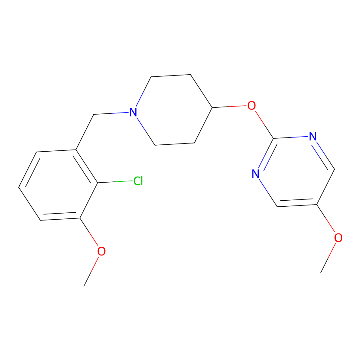 2-({1-[(2-Chloro-3-methoxyphenyl)methyl]piperidin-4-yl}oxy)-5-methoxypyrimidine molecular structure, CAS 2549053-50-9