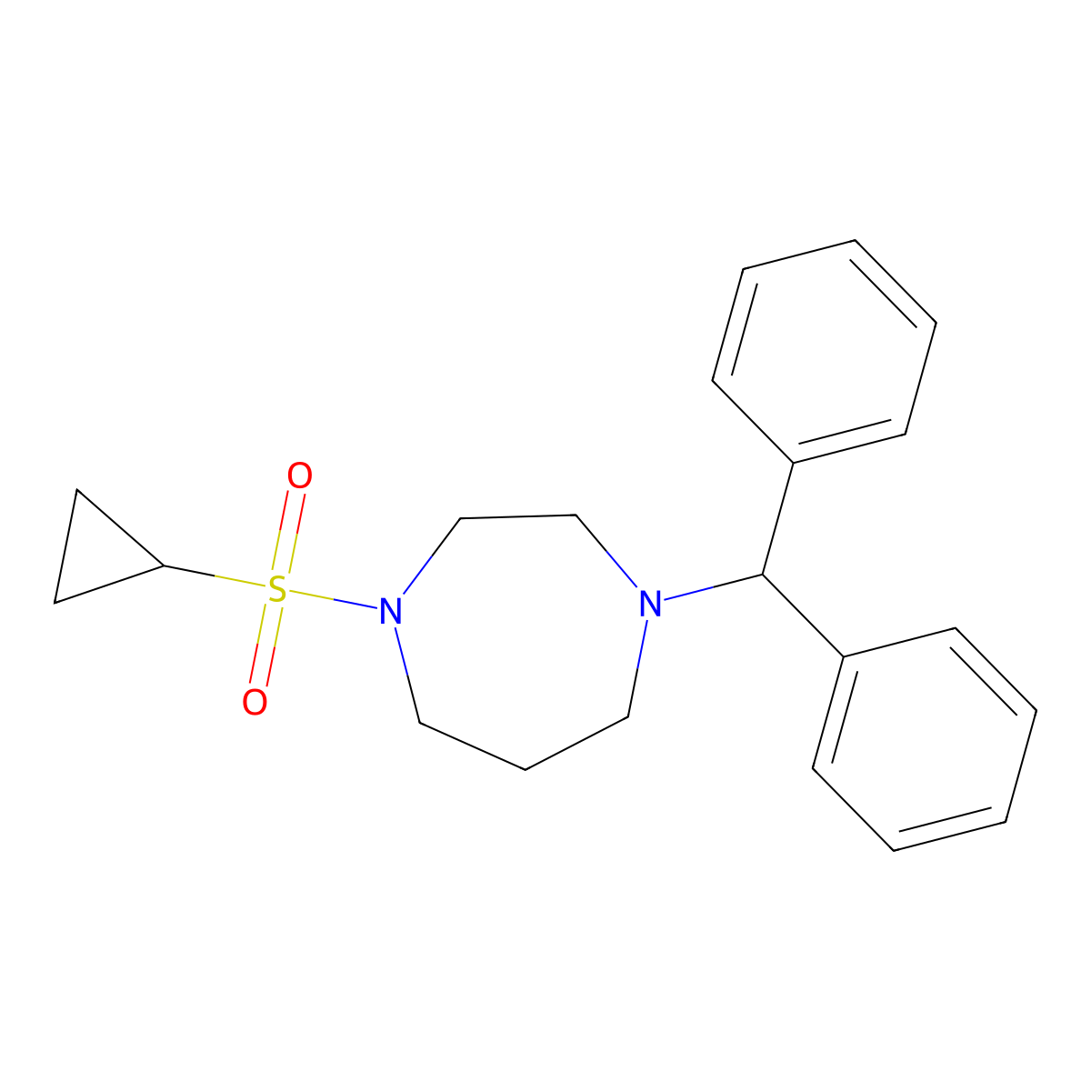 1-(Cyclopropanesulfonyl)-4-(diphenylmethyl)-1,4-diazepane molecular structure, CAS 2549053-53-2