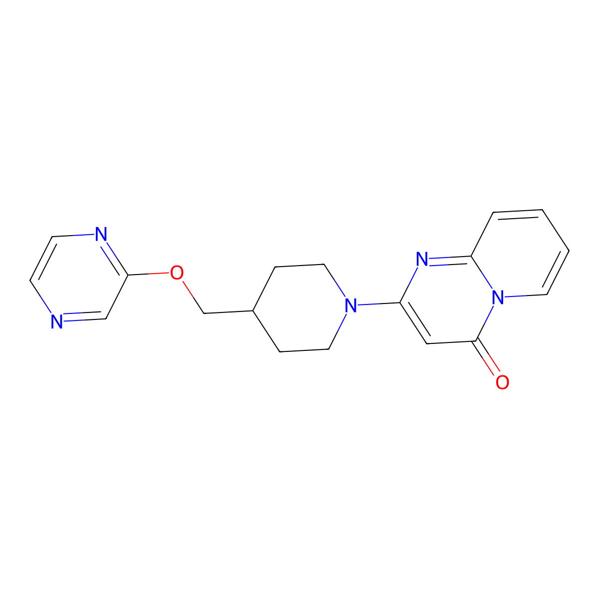 2-{4-[(pyrazin-2-yloxy)methyl]piperidin-1-yl}-4H-pyrido[1,2-a]pyrimidin-4-one molecular structure, CAS 2549053-55-4