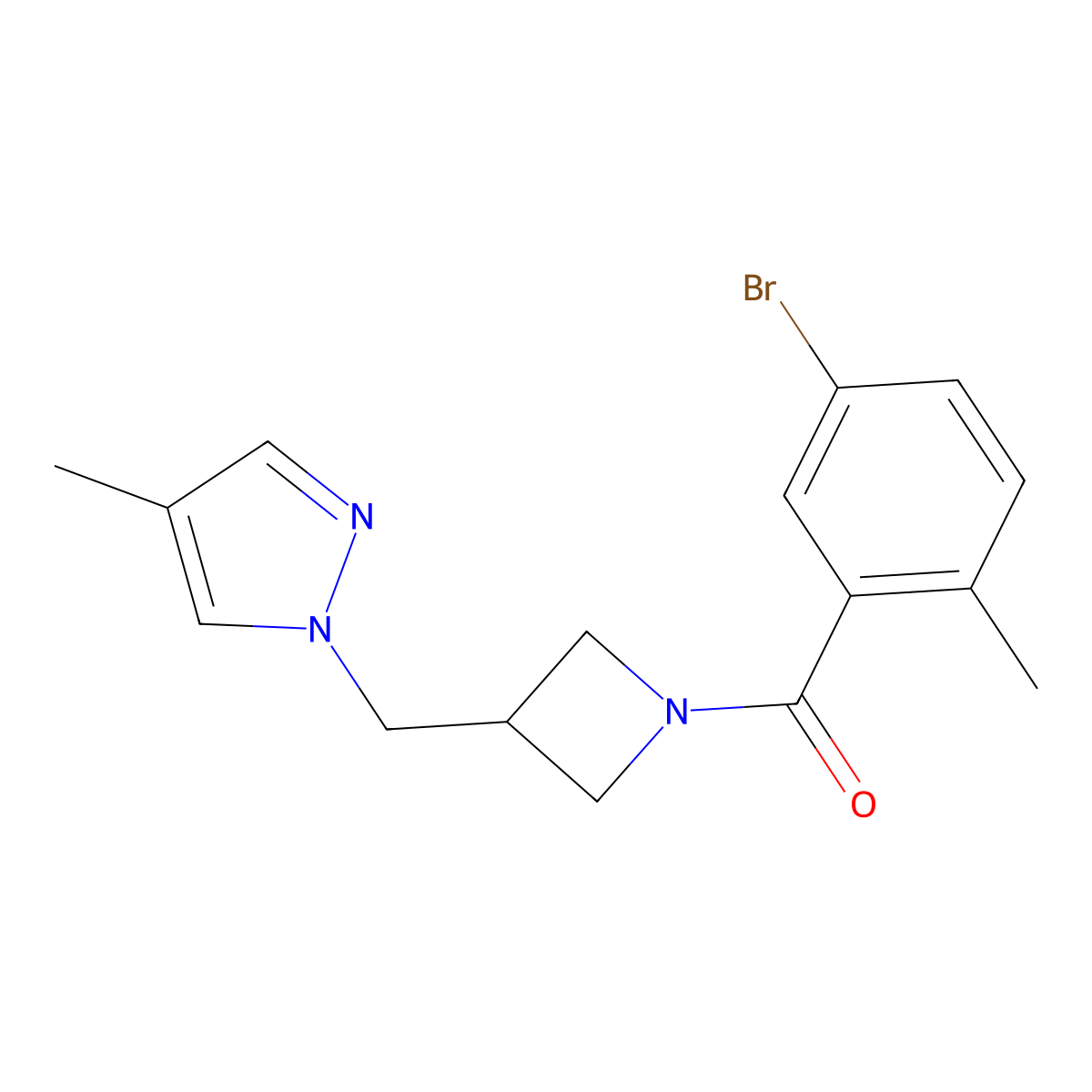 1-{[1-(5-bromo-2-methylbenzoyl)azetidin-3-yl]methyl}-4-methyl-1H-pyrazole molecular structure, CAS 2549053-58-7