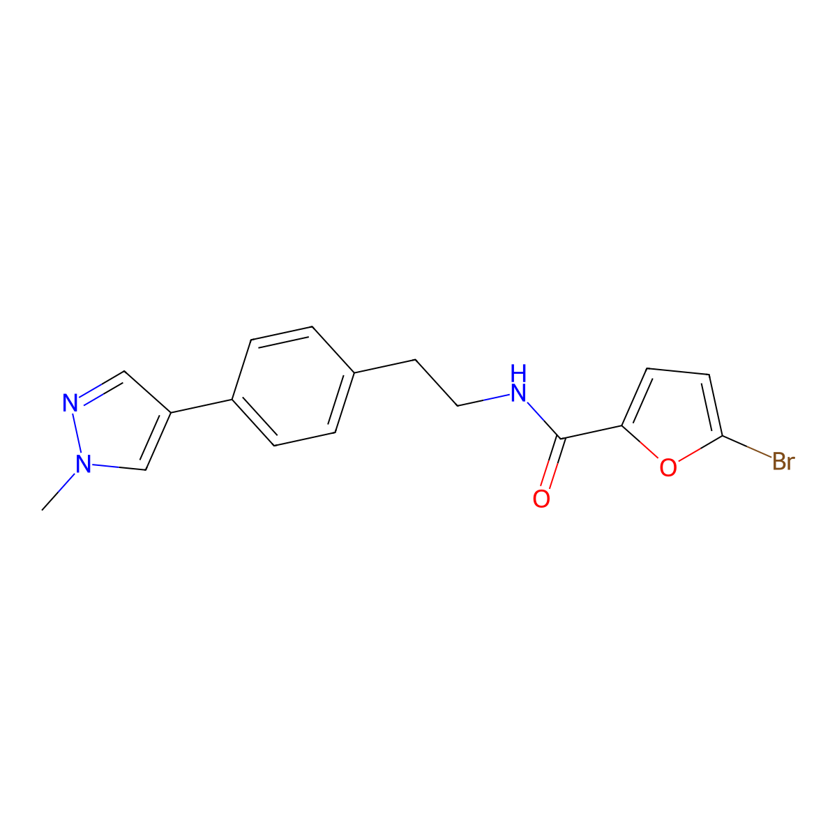 5-bromo-N-{2-[4-(1-methyl-1H-pyrazol-4-yl)phenyl]ethyl}furan-2-carboxamide molecular structure, CAS 2549053-63-4