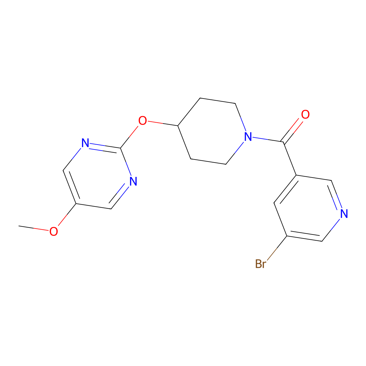2-{[1-(5-Bromopyridine-3-carbonyl)piperidin-4-yl]oxy}-5-methoxypyrimidine molecular structure, CAS 2549053-67-8