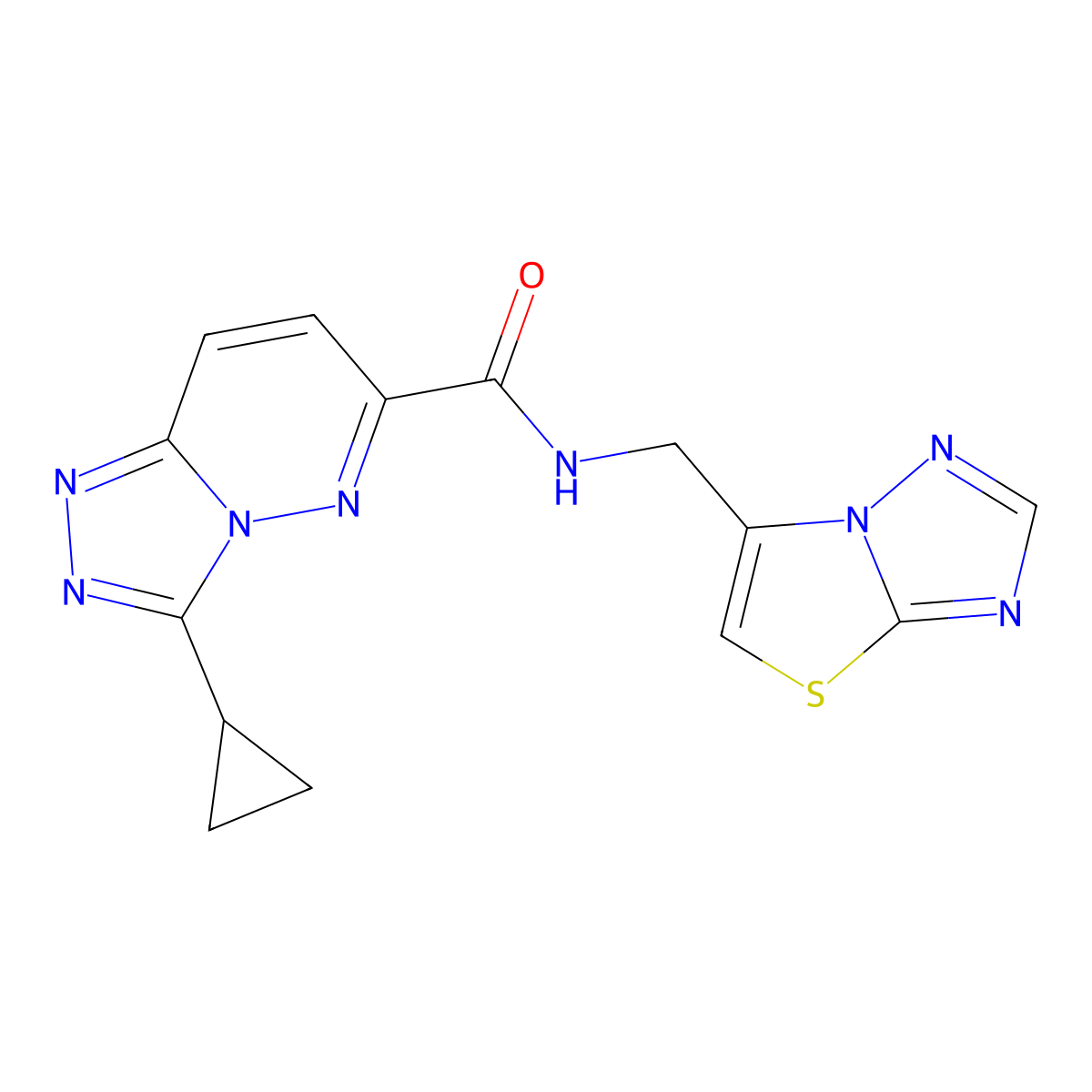 3-cyclopropyl-N-({[1,2,4]triazolo[3,2-b][1,3]thiazol-6-yl}methyl)-[1,2,4]triazolo[4,3-b]pyridazine-6-carboxamide molecular structure, CAS 2549053-69-0