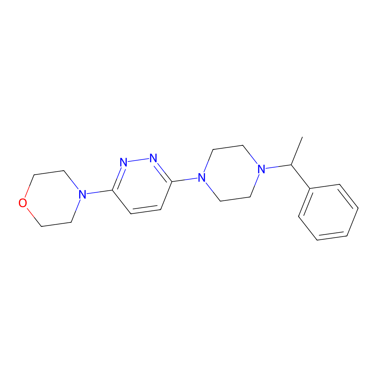 4-{6-[4-(1-Phenylethyl)piperazin-1-yl]pyridazin-3-yl}morpholine molecular structure, CAS 2549053-70-3