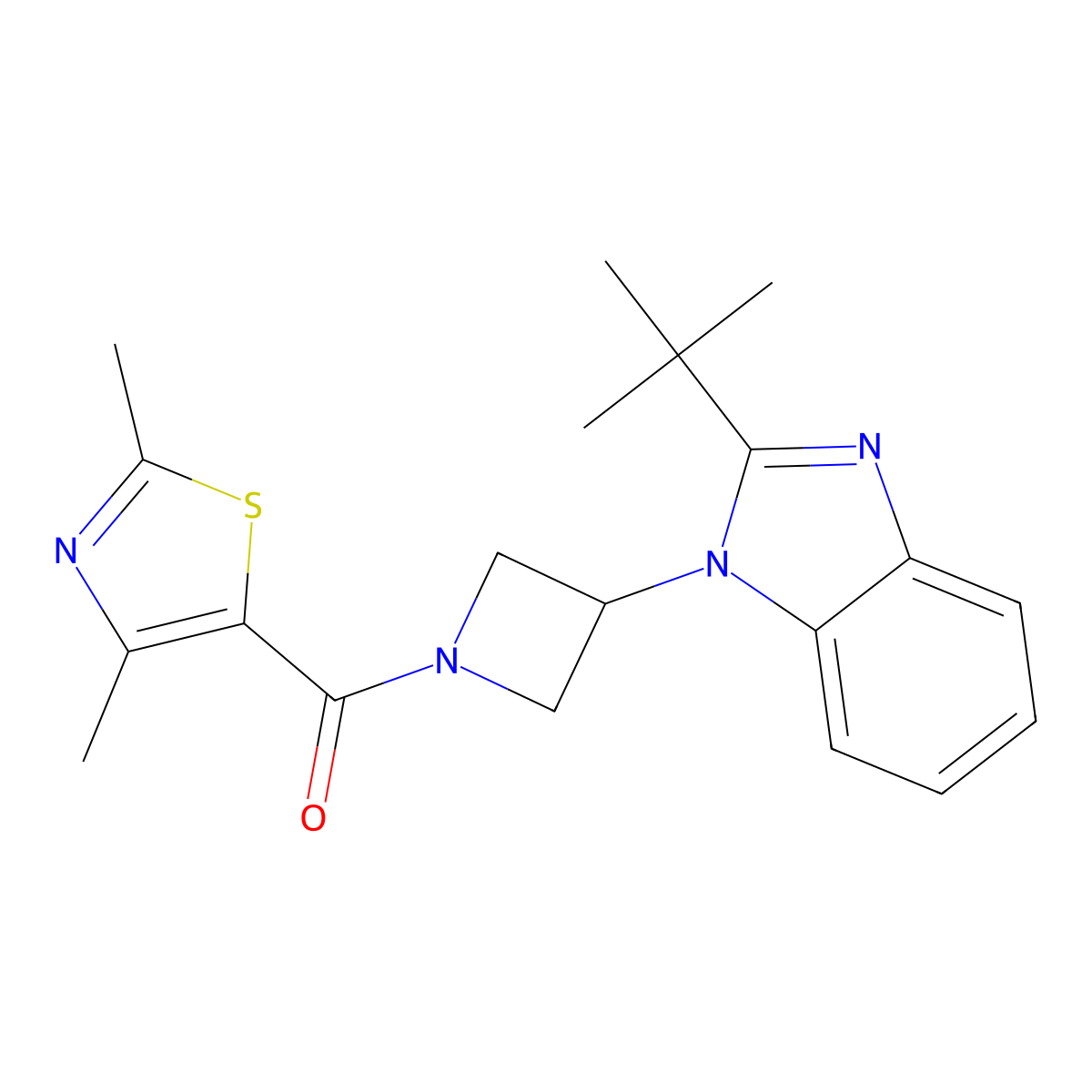 2-tert-butyl-1-[1-(2,4-dimethyl-1,3-thiazole-5-carbonyl)azetidin-3-yl]-1H-1,3-benzodiazole molecular structure, CAS 2549053-73-6