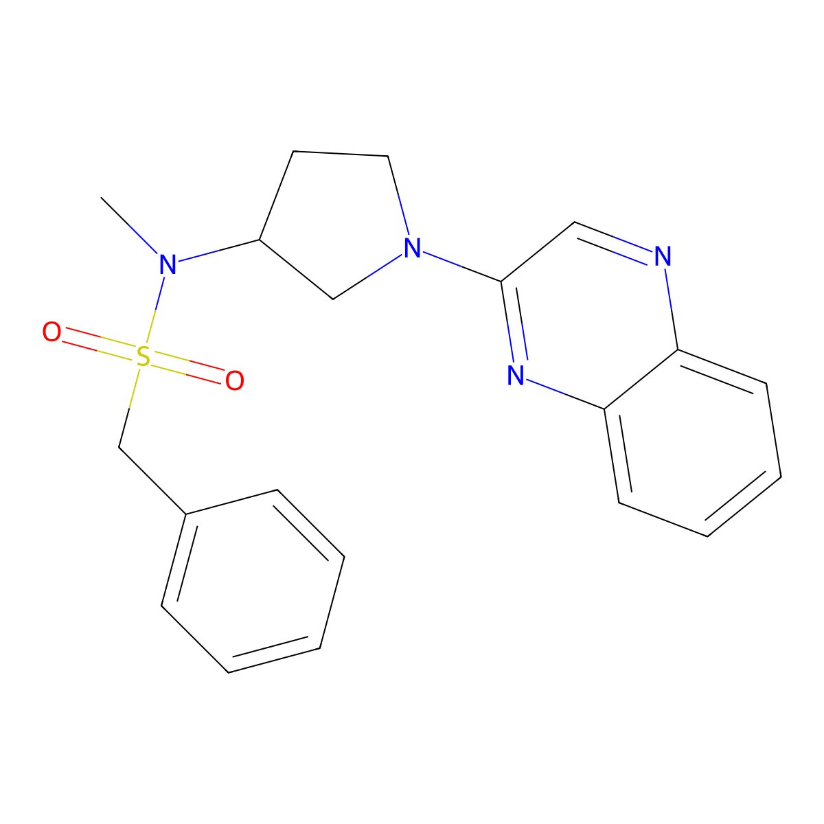 N-methyl-1-phenyl-N-[1-(quinoxalin-2-yl)pyrrolidin-3-yl]methanesulfonamide molecular structure, CAS 2549053-77-0
