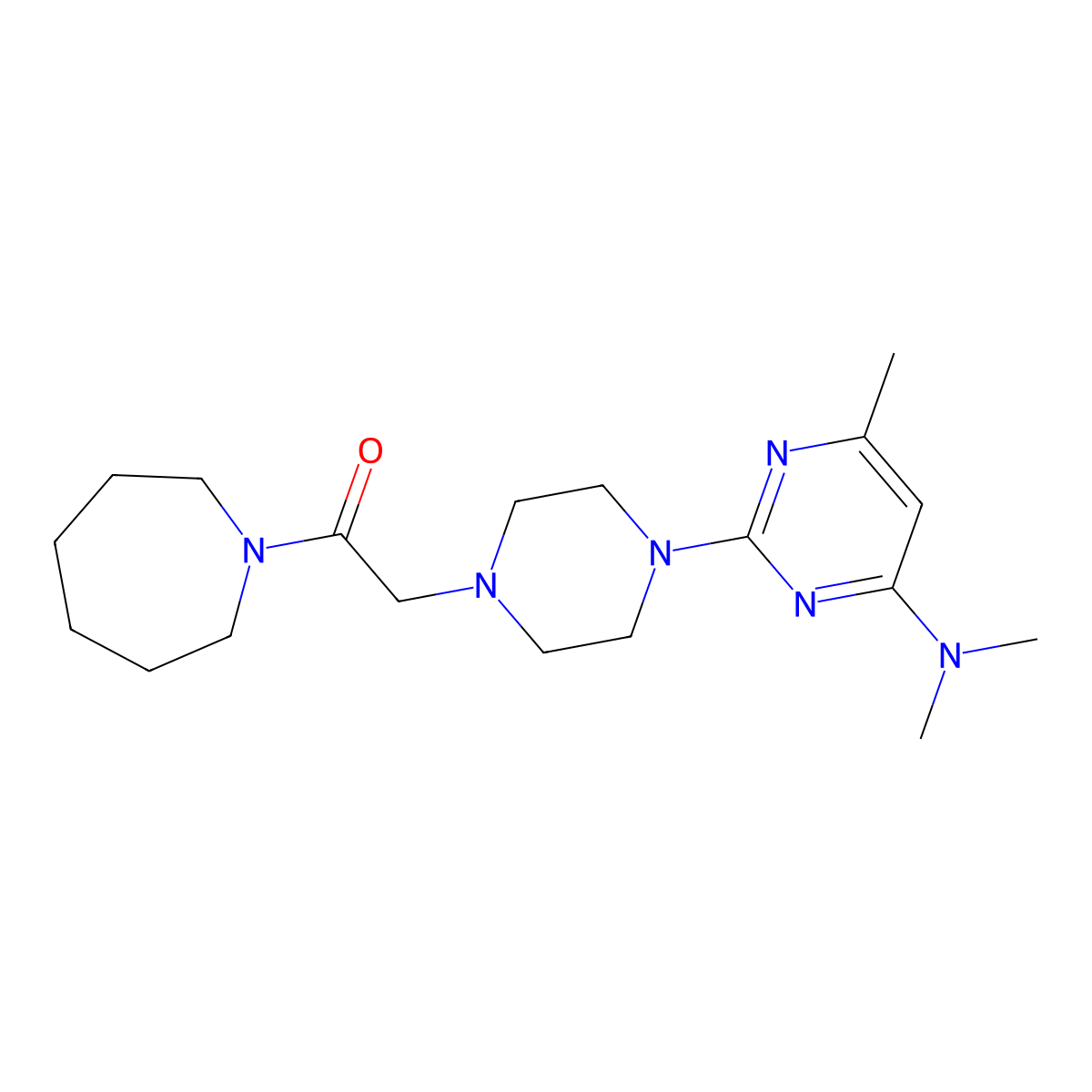 1-(Azepan-1-yl)-2-{4-[4-(dimethylamino)-6-methylpyrimidin-2-yl]piperazin-1-yl}ethan-1-one molecular structure, CAS 2549053-79-2