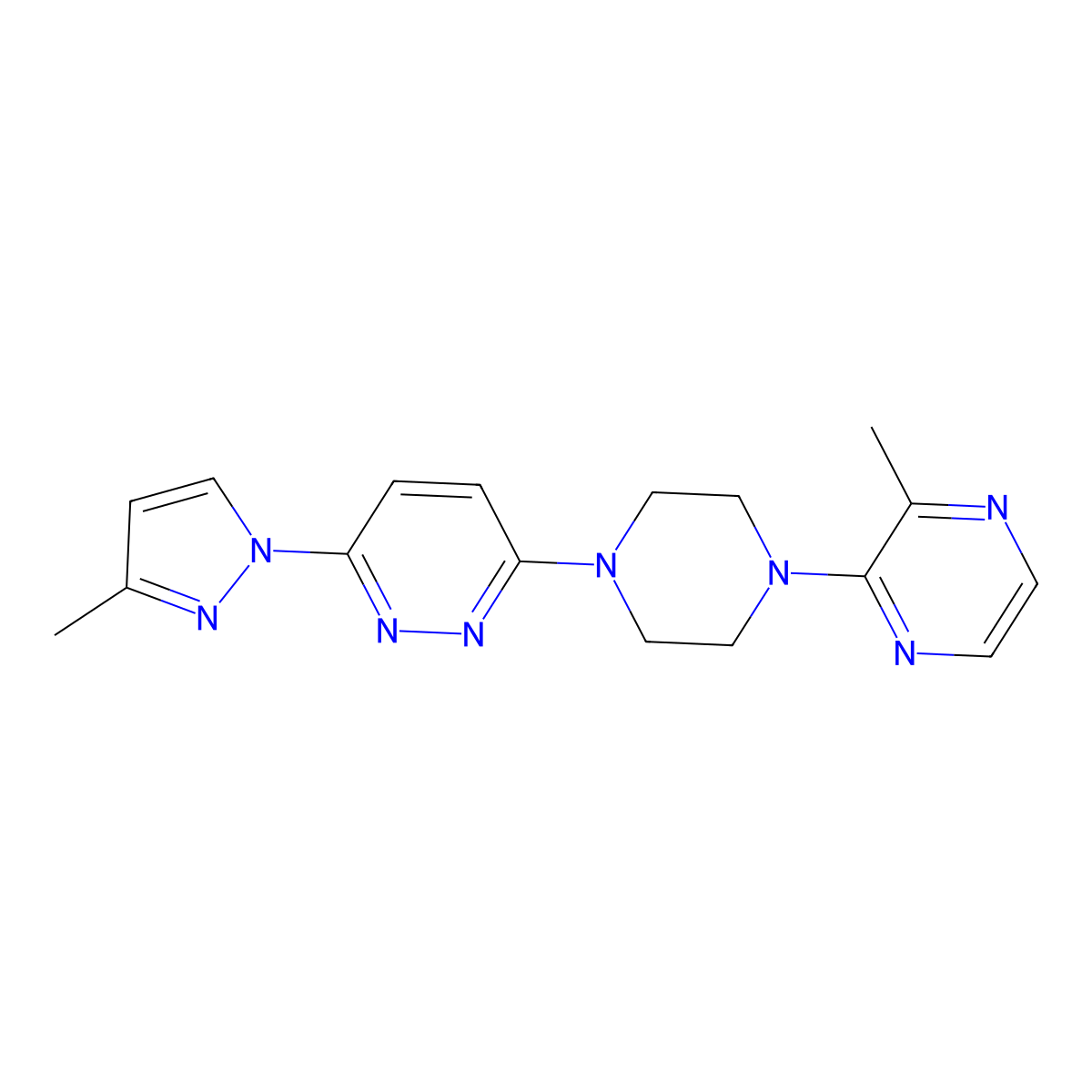 3-(3-methyl-1H-pyrazol-1-yl)-6-[4-(3-methylpyrazin-2-yl)piperazin-1-yl]pyridazine molecular structure, CAS 2549053-82-7