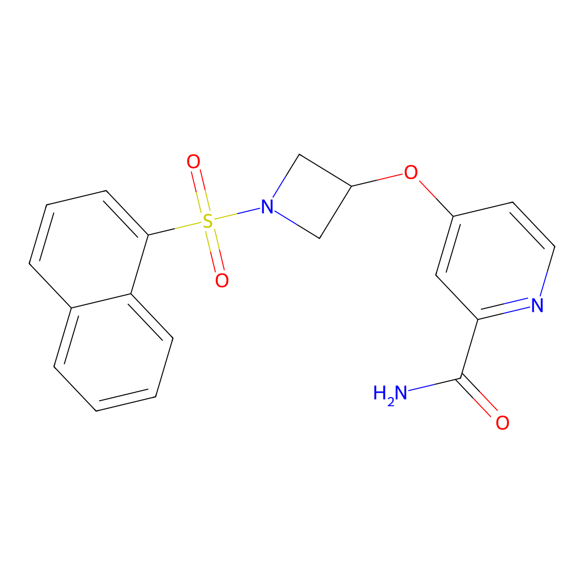 4-{[1-(Naphthalene-1-sulfonyl)azetidin-3-yl]oxy}pyridine-2-carboxamide molecular structure, CAS 2549053-84-9