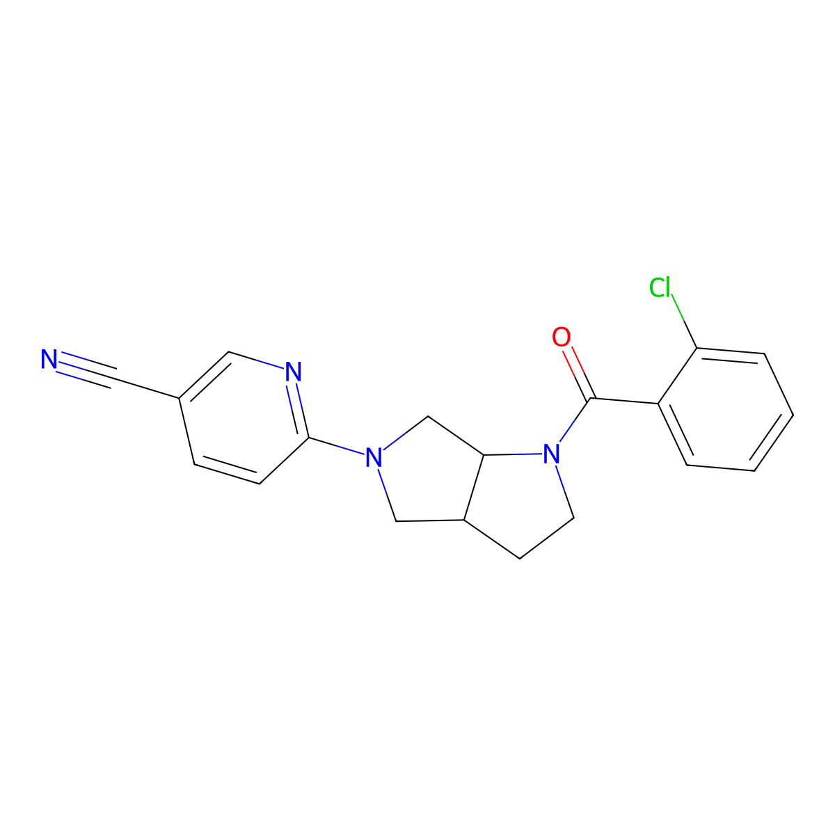 6-[1-(2-Chlorobenzoyl)-octahydropyrrolo[3,4-b]pyrrol-5-yl]pyridine-3-carbonitrile molecular structure, CAS 2549053-89-4