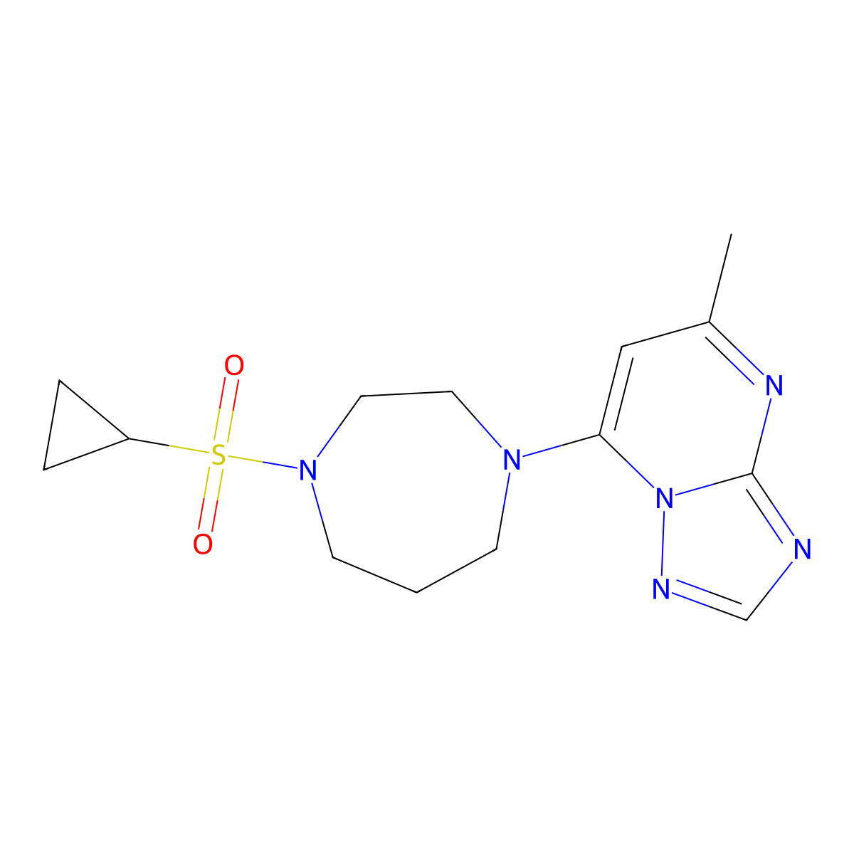 1-(Cyclopropanesulfonyl)-4-{5-methyl-[1,2,4]triazolo[1,5-a]pyrimidin-7-yl}-1,4-diazepane molecular structure, CAS 2549054-00-2