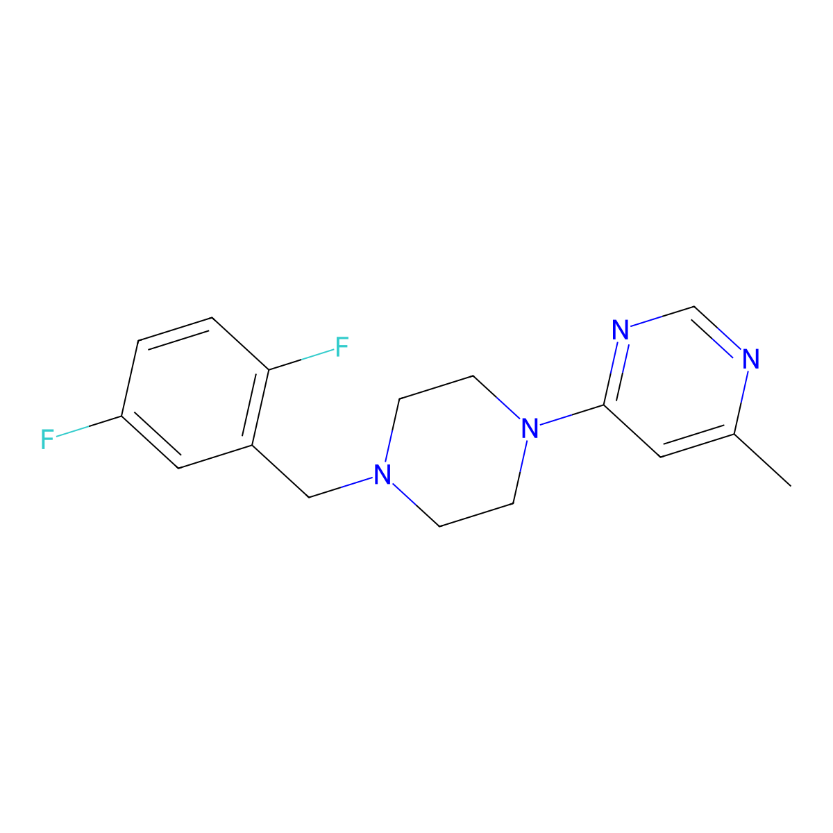 4-{4-[(2,5-Difluorophenyl)methyl]piperazin-1-yl}-6-methylpyrimidine molecular structure, CAS 2549054-01-3
