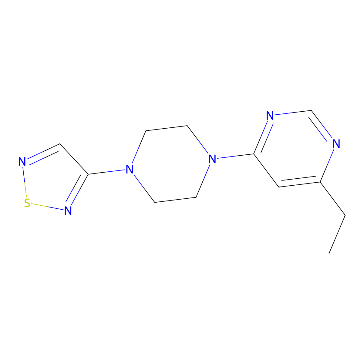 4-Ethyl-6-[4-(1,2,5-thiadiazol-3-yl)piperazin-1-yl]pyrimidine molecular structure, CAS 2549054-02-4