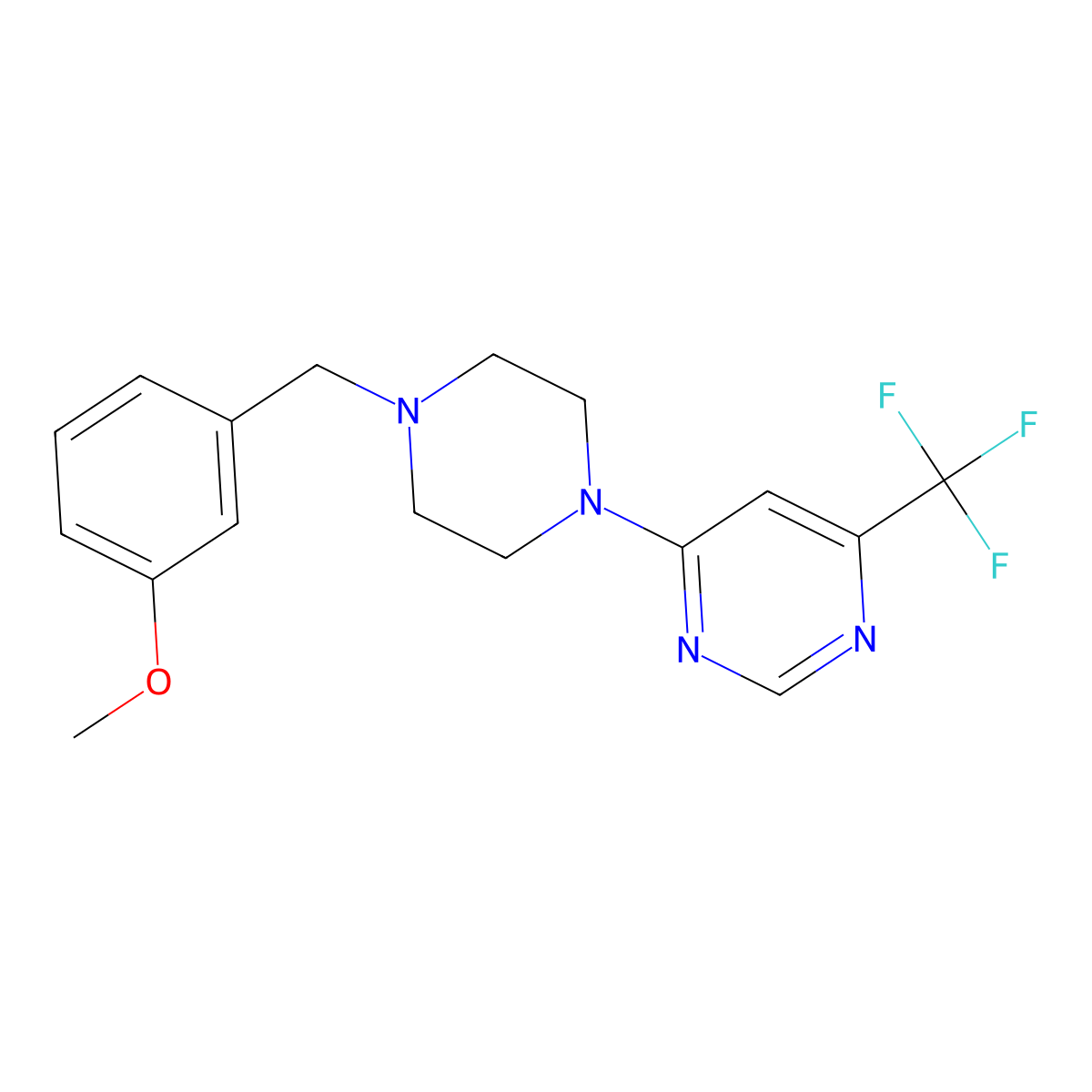 4-{4-[(3-Methoxyphenyl)methyl]piperazin-1-yl}-6-(trifluoromethyl)pyrimidine molecular structure, CAS 2549054-06-8