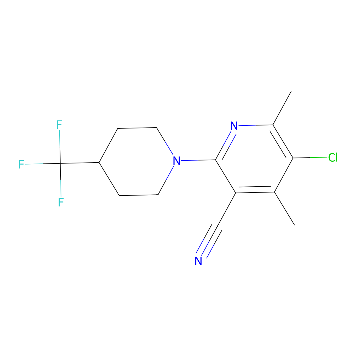 5-Chloro-4,6-dimethyl-2-[4-(trifluoromethyl)piperidin-1-yl]pyridine-3-carbonitrile molecular structure, CAS 2549054-08-0