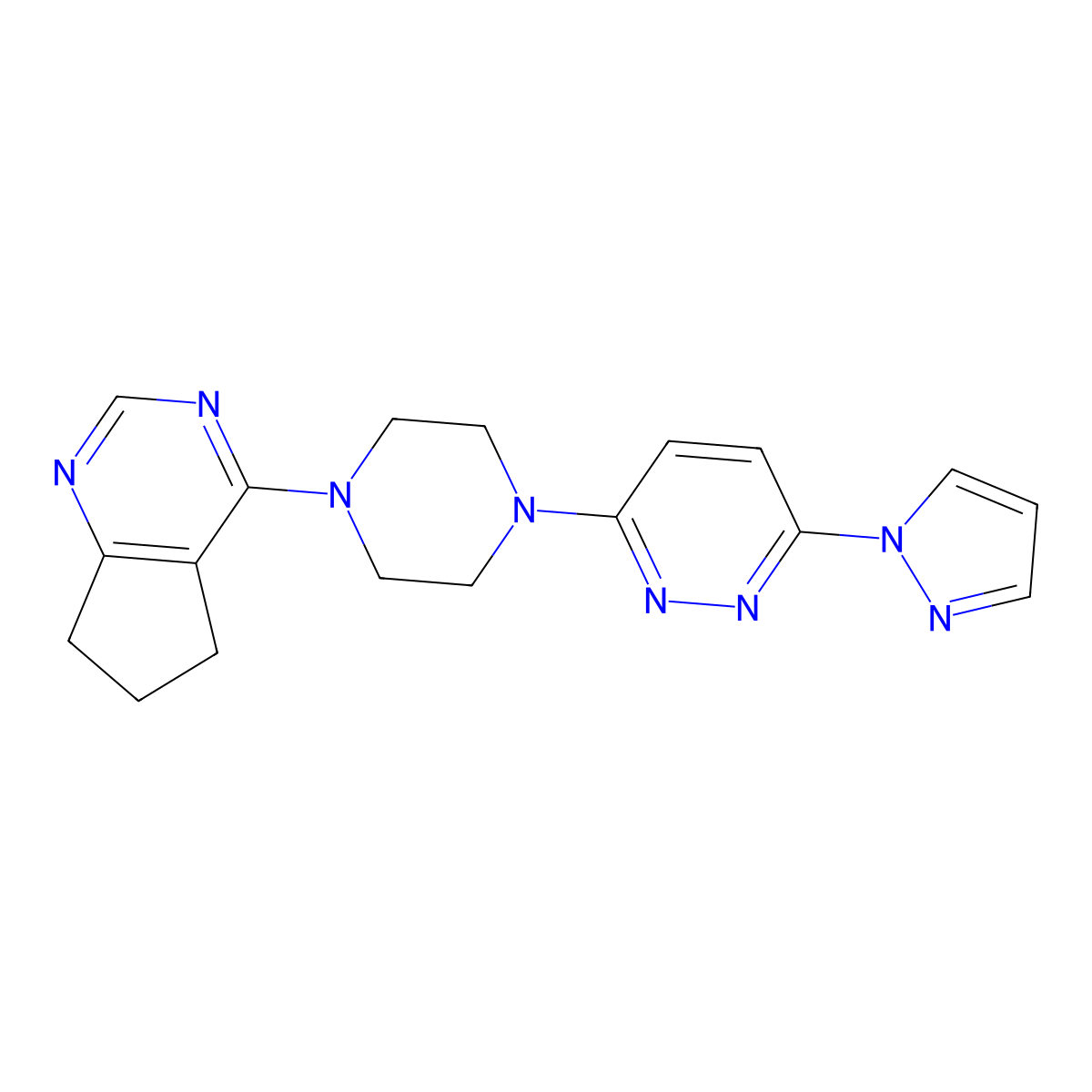 3-(4-{5H,6H,7H-cyclopenta[d]pyrimidin-4-yl}piperazin-1-yl)-6-(1H-pyrazol-1-yl)pyridazine molecular structure, CAS 2549054-10-4