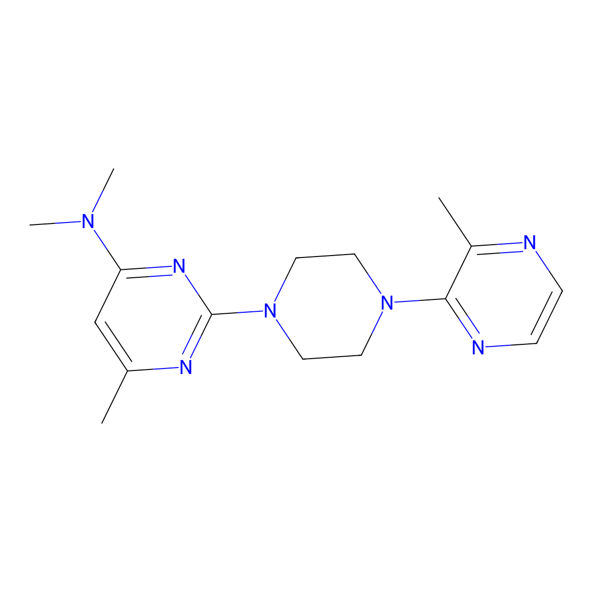 N,N,6-trimethyl-2-[4-(3-methylpyrazin-2-yl)piperazin-1-yl]pyrimidin-4-amine molecular structure, CAS 2549054-12-6