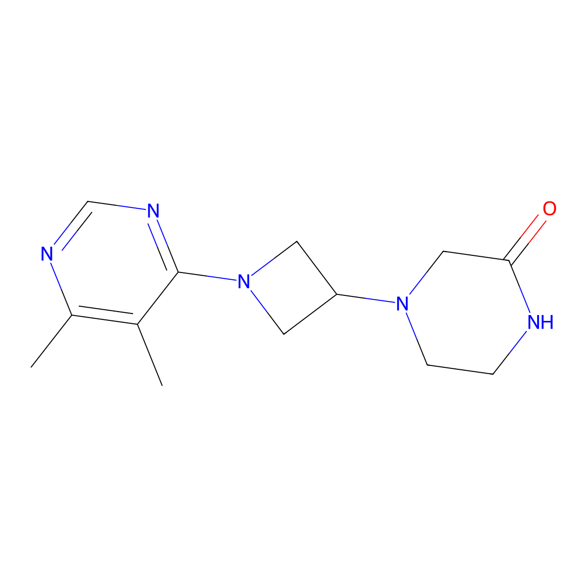 4-[1-(5,6-Dimethylpyrimidin-4-yl)azetidin-3-yl]piperazin-2-one molecular structure, CAS 2549054-14-8