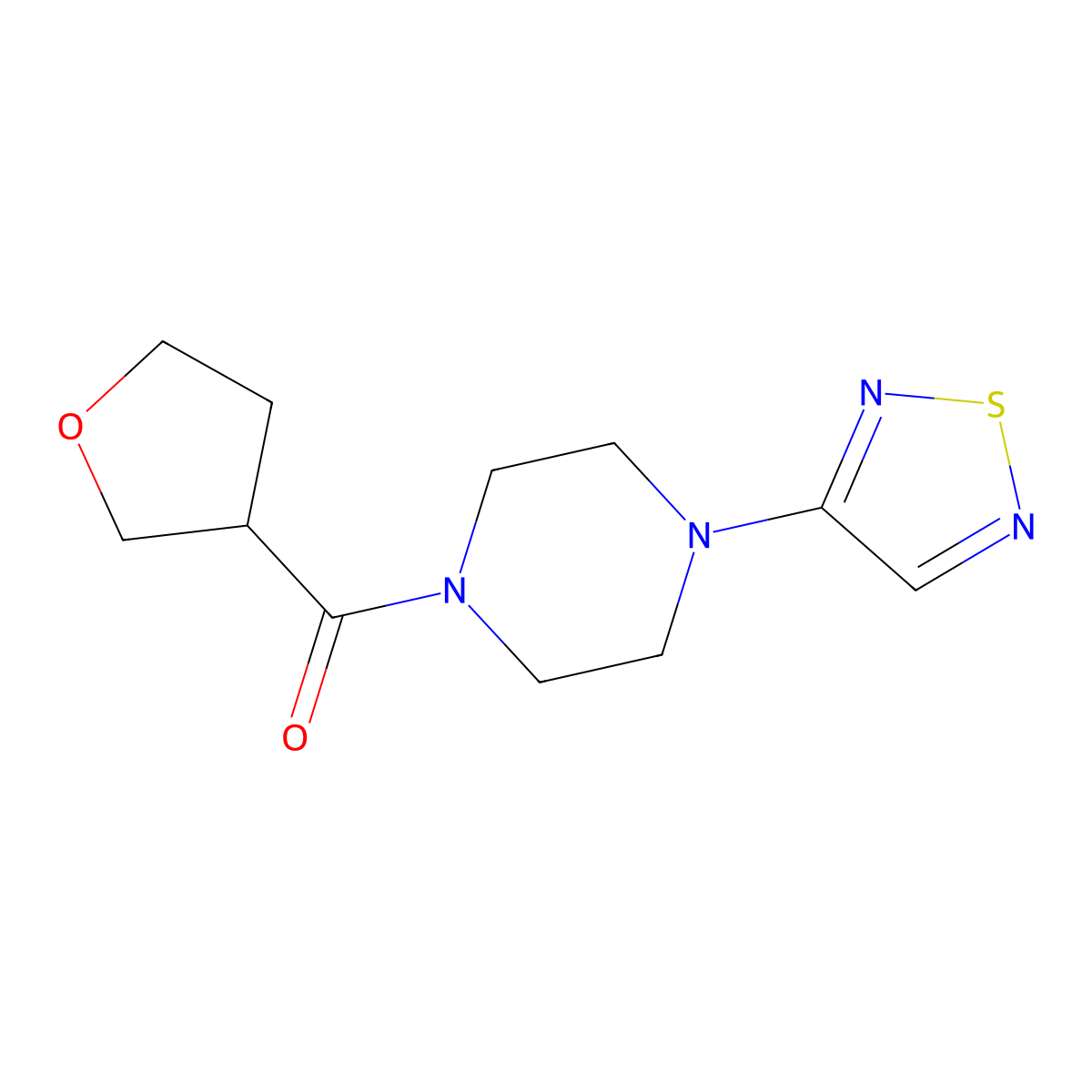 1-(Oxolane-3-carbonyl)-4-(1,2,5-thiadiazol-3-yl)piperazine molecular structure, CAS 2549054-18-2