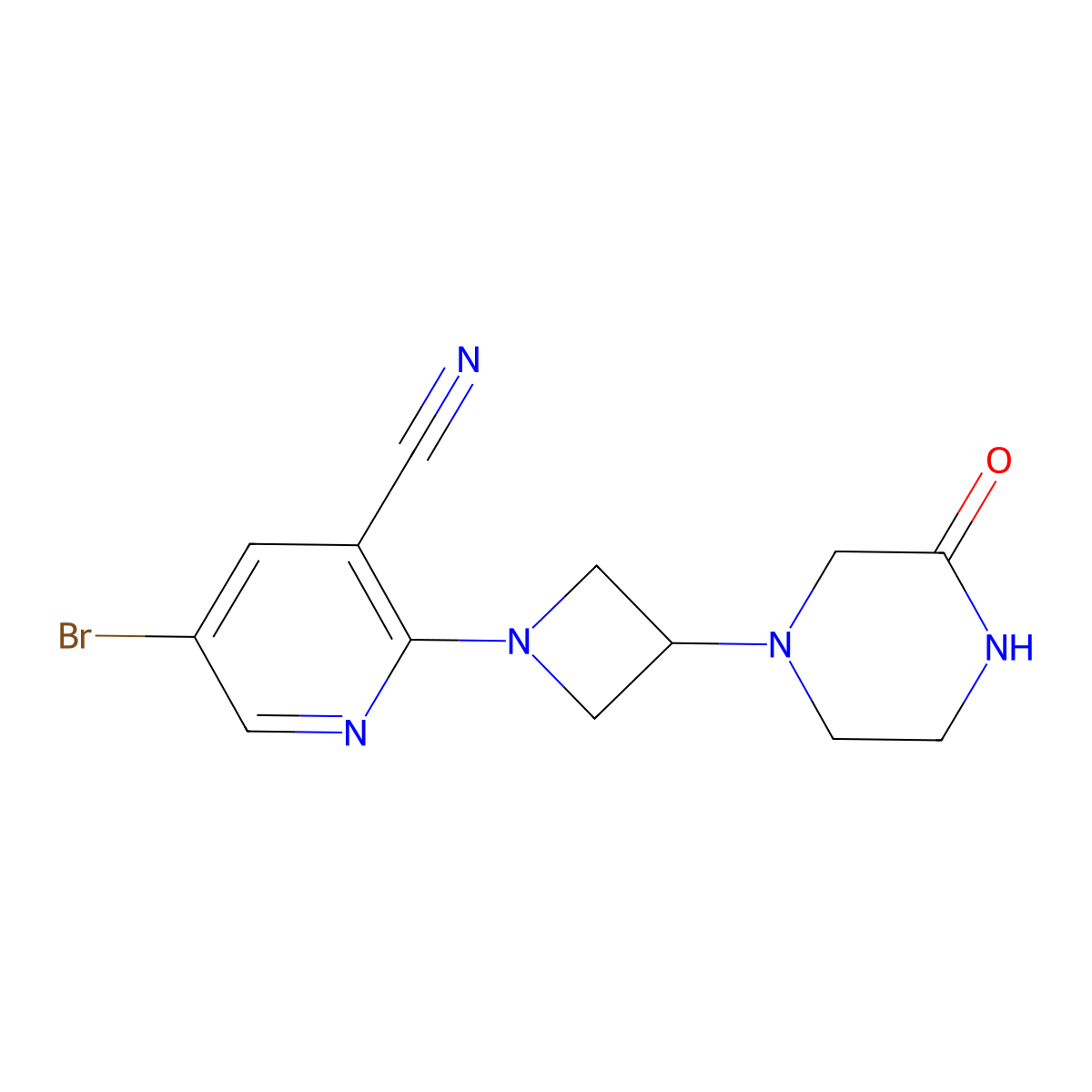 5-Bromo-2-[3-(3-oxopiperazin-1-yl)azetidin-1-yl]pyridine-3-carbonitrile molecular structure, CAS 2549054-20-6