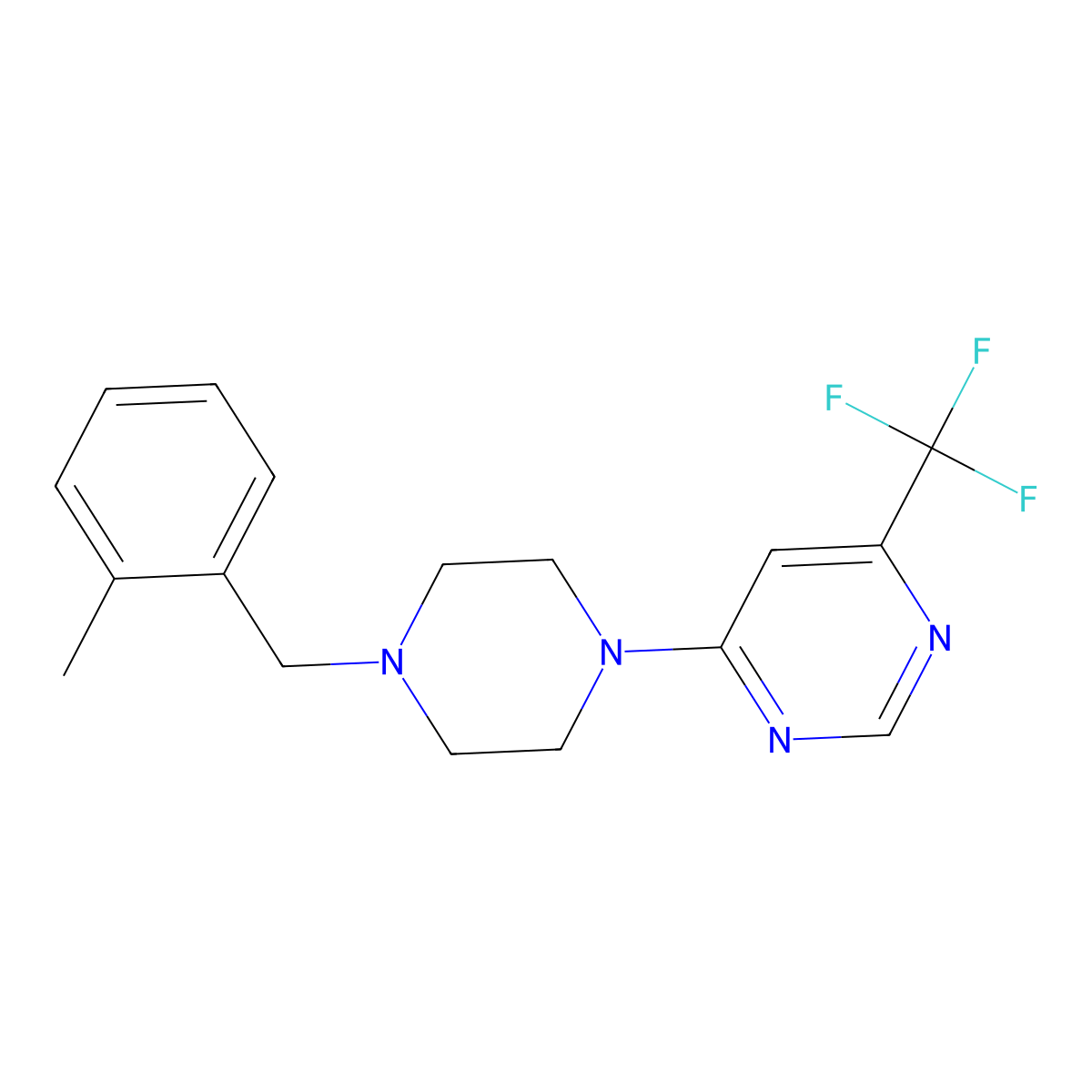 4-{4-[(2-Methylphenyl)methyl]piperazin-1-yl}-6-(trifluoromethyl)pyrimidine molecular structure, CAS 2549054-22-8