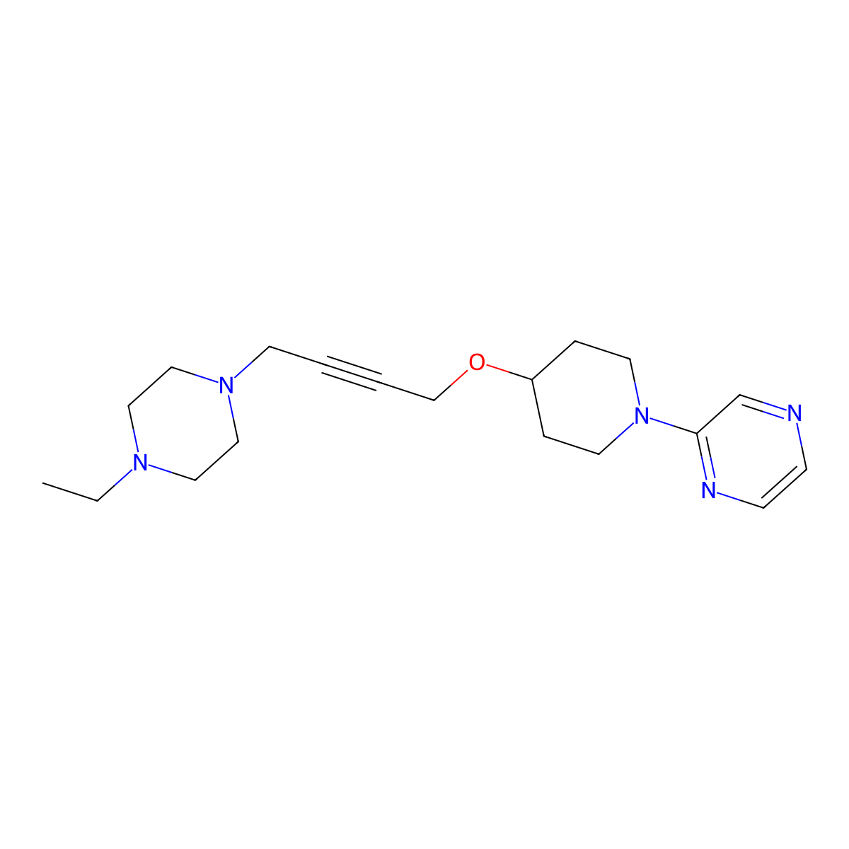 2-(4-{[4-(4-Ethylpiperazin-1-yl)but-2-yn-1-yl]oxy}piperidin-1-yl)pyrazine molecular structure, CAS 2549054-24-0