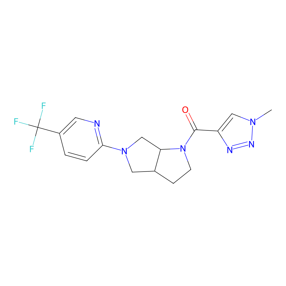2-[1-(1-methyl-1H-1,2,3-triazole-4-carbonyl)-octahydropyrrolo[2,3-c]pyrrol-5-yl]-5-(trifluoromethyl)pyridine molecular structure, CAS 2549054-26-2