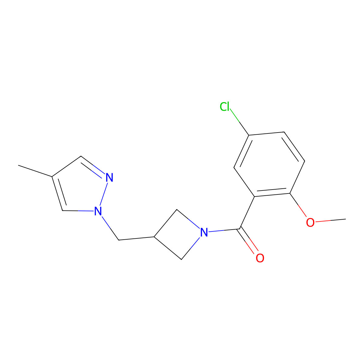 1-{[1-(5-chloro-2-methoxybenzoyl)azetidin-3-yl]methyl}-4-methyl-1H-pyrazole molecular structure, CAS 2549054-28-4