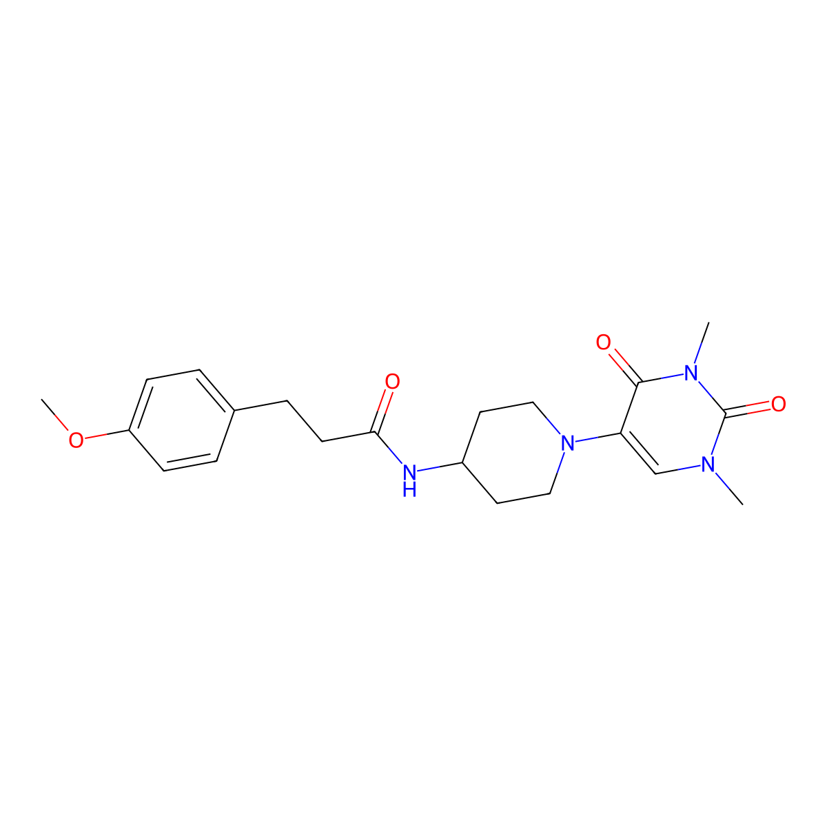 N-[1-(1,3-dimethyl-2,4-dioxo-1,2,3,4-tetrahydropyrimidin-5-yl)piperidin-4-yl]-3-(4-methoxyphenyl)propanamide molecular structure, CAS 2549054-31-9