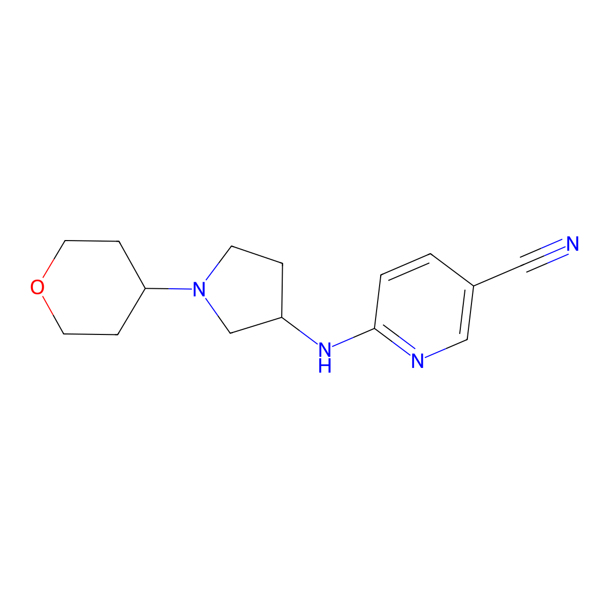 6-{[1-(Oxan-4-yl)pyrrolidin-3-yl]amino}pyridine-3-carbonitrile molecular structure, CAS 2549054-32-0