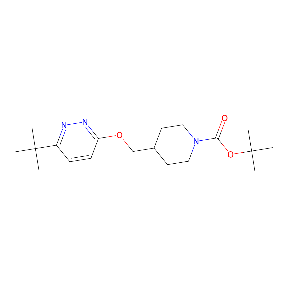Tert-butyl 4-{[(6-tert-butylpyridazin-3-yl)oxy]methyl}piperidine-1-carboxylate molecular structure, CAS 2549054-33-1