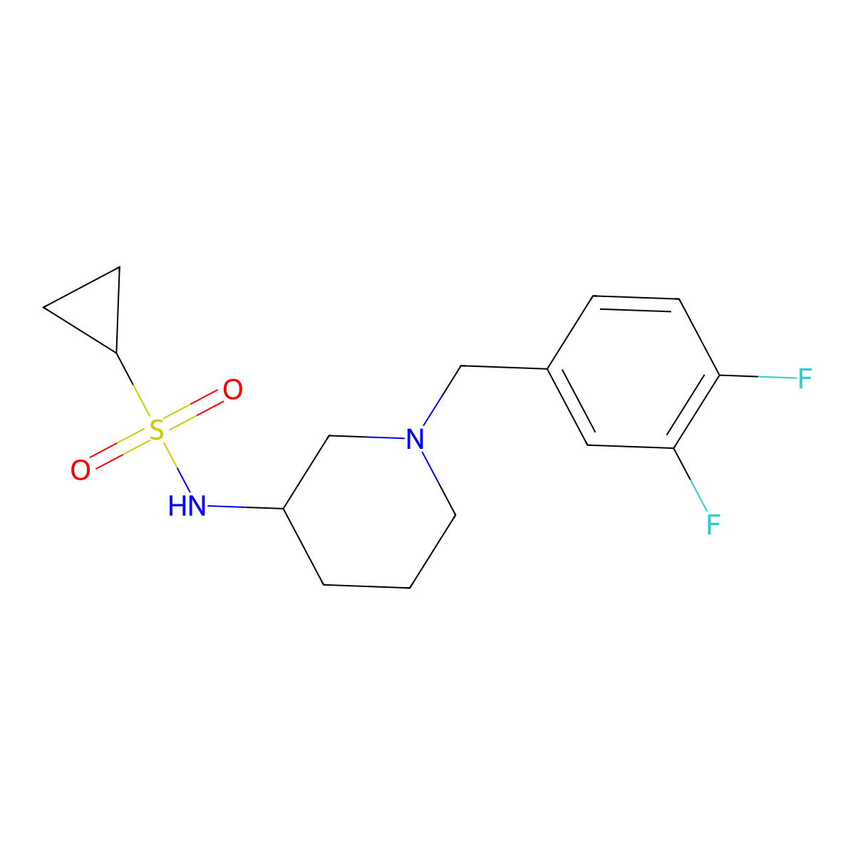 N-{1-[(3,4-difluorophenyl)methyl]piperidin-3-yl}cyclopropanesulfonamide molecular structure, CAS 2549054-40-0